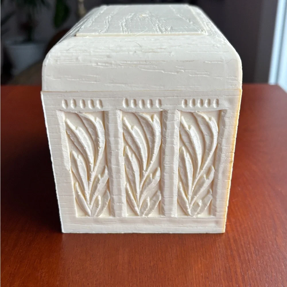 Lerner Melwood Recipe Box Floral Faux Wood Cream 1970s Vintage